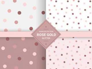 Polka dot glitter seamless pattern in rose gold color.