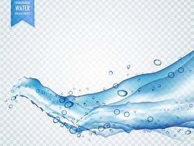 淡蓝色的水或透明的波浪状流动的液体