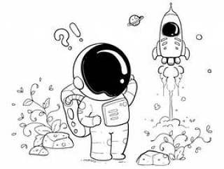 Happy astronaut doodle