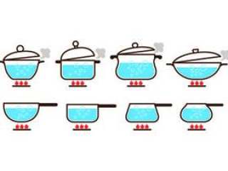 锅与沸水图标矢量