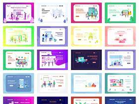 20款着陆页设计商界人士和劳动人民网页模板矢量素材 下载