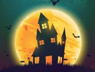 闹鬼的房子在月亮前面万圣节