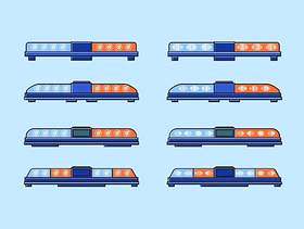 平面图标长警灯 矢量