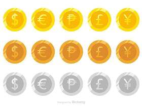 不同的货币平的传染媒介硬币
