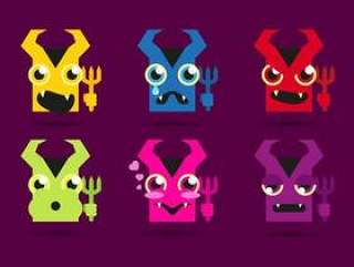 路西法魔鬼Emojis表情符号矢量