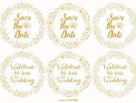可爱的婚礼和保存日期标签