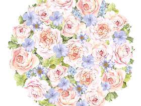 花圈1 - 玫瑰和樱花彩色花圈