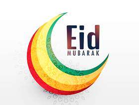 eid穆巴拉克节日的五颜六色的新月形月亮