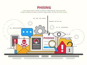 互联网网络钓鱼，诈骗和安全概念图