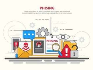 互联网网络钓鱼，诈骗和安全概念图