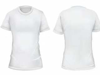 矢量图。空白的女性t恤正面和背面视图。隔绝在白色