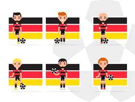 男性德国足球运动员字符组装