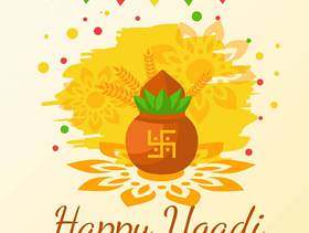 快乐的Ugadi。印度新年矢量