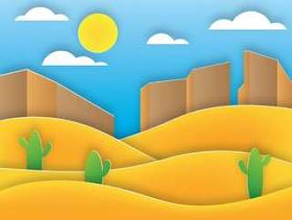 沙漠纸艺术景观矢量