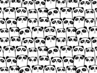 可爱的熊猫图案背景。