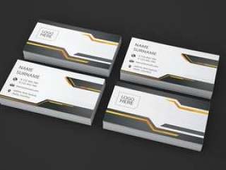 Business card showcase of four stacks