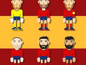 西班牙足球字符平插图矢量