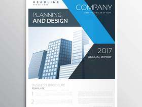 企业品牌业务传单或小册子模板与蓝色