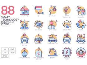88智能技术圆形图标包括城市，家庭，能源，互联网等，88智能技术圆形