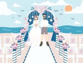 海滩婚礼矢量