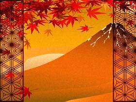 秋天的树叶和金箔叶风红富士