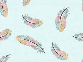 复古浅蓝色和粉红色的羽毛无缝模式