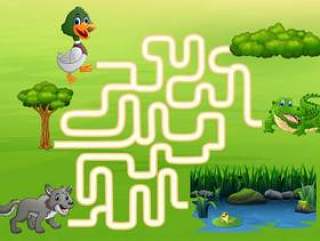 迷宫游戏的鸭，狼和鳄鱼