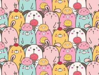 Cute Animal Pattern Background.