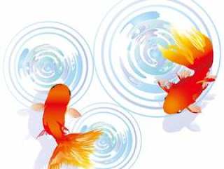 金鱼アイコン背景夏色水面和风和柄壁纸装饰