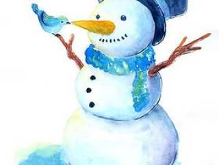 雪人水彩