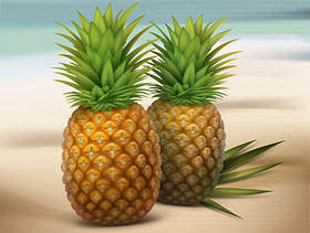 沙滩上的菠萝