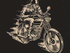 男子骑摩托车矢量图