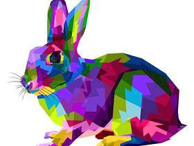 Colorful rabbit on pop art style