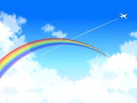 飞机云彩和彩虹