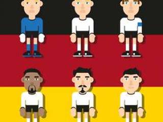德国足球字符平插图矢量