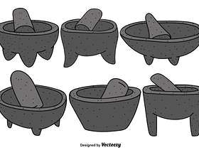 墨西哥Molcajete与杵的传染媒介套