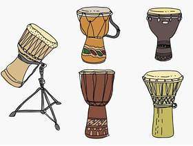 传统的非洲鼓手绘制的矢量图