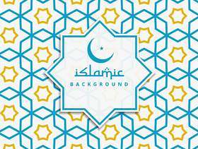 伊斯兰图案背景在蓝色和黄色的颜色