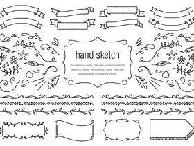 手绘素材023丝带和线条组