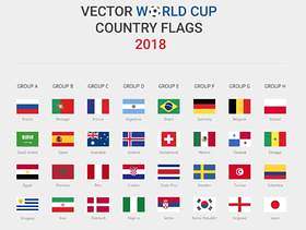 世界杯足球小组赛阶段国家标志2018年向量