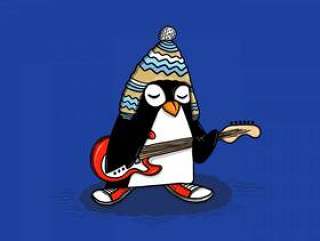 企鹅吉他手矢量
