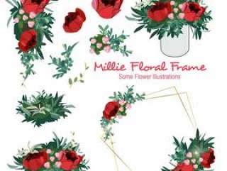 Millie几何花卉框架装饰