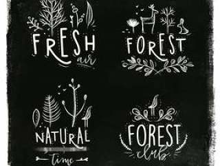 森林标签粉笔