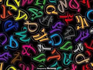 涂鸦字母表字母的多彩无缝模式