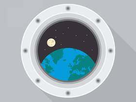圆的太空飞船舷窗与地球视图矢量