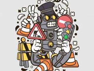 Traffic Robot Cartoon