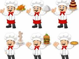 Cartoon funny chef collection set