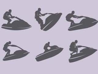 喷气滑雪剪影集的插图