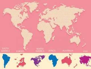 Mapa Mundi粉红色背景矢量