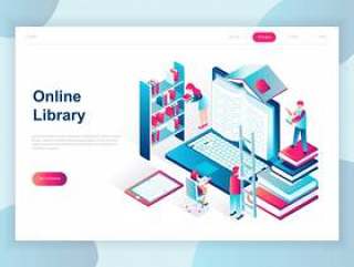Modern flat design isometric concept of Online Library